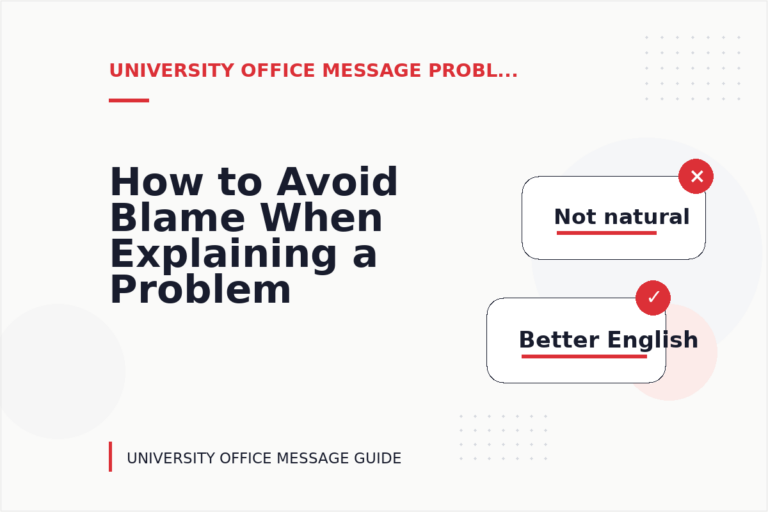 How to Avoid Blame When Explaining a Problem in University Office Message English
